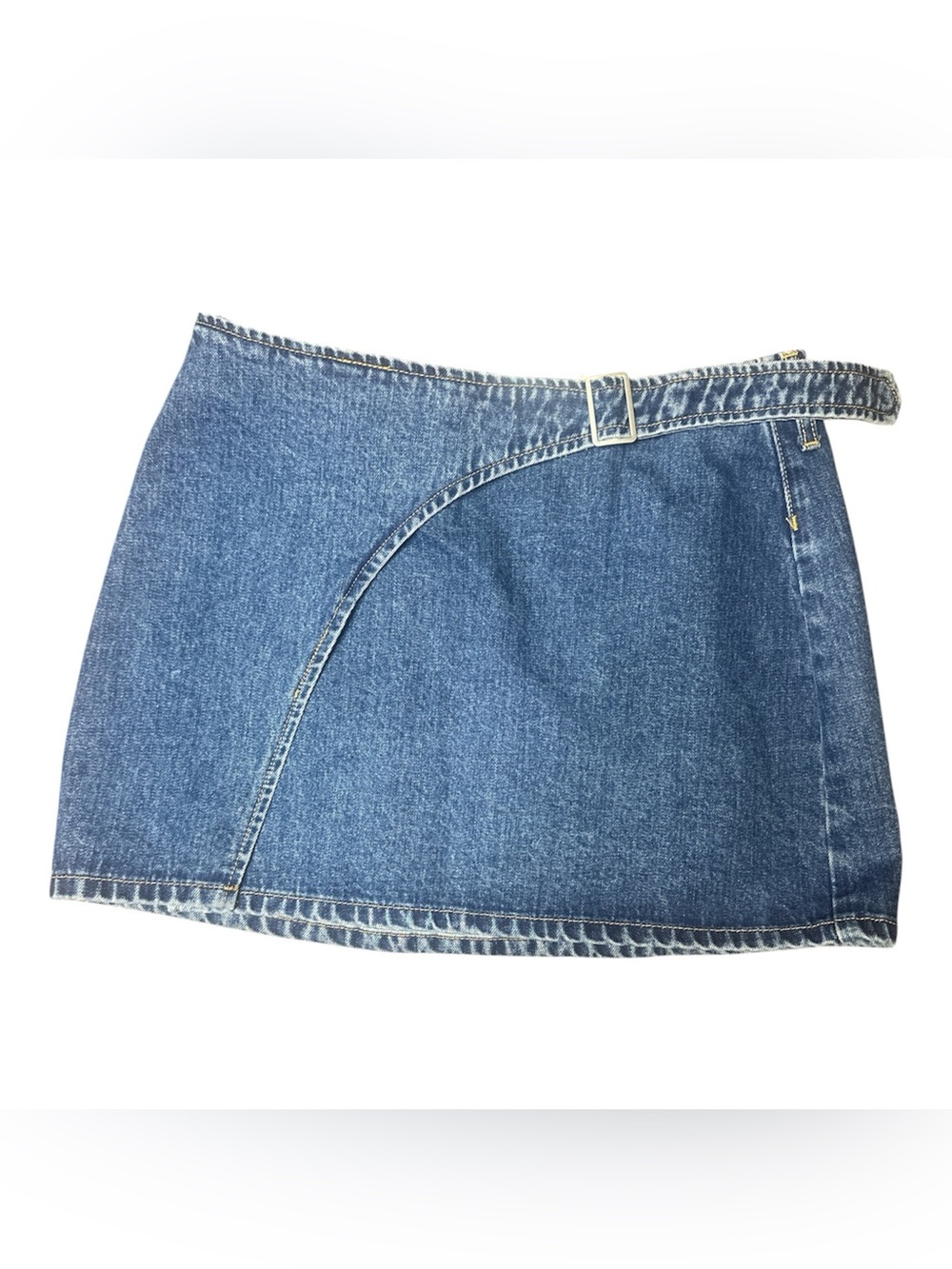 Princess Polly Blue Denim Mini Skirt with Belted Waist